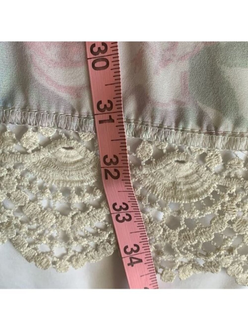 Floral Rose Print Kimono Cardigan Lace Trim Lightweight Coverup - Picture 9 of 10